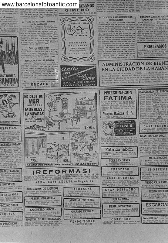 Ads in La Vanguardia newspaper of 1952.